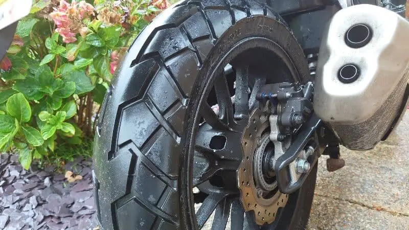 wet rear motorcycle tire