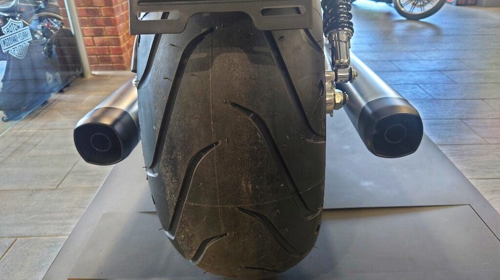 Double ehaust pipes on a Harley Davidson Motorcycle