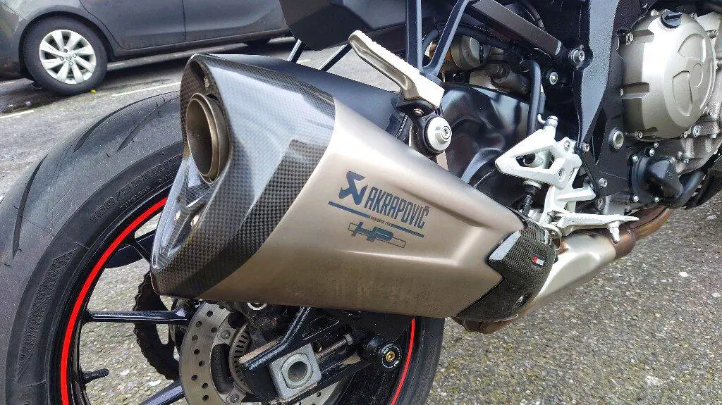 Motorcycle Exhaust showing Baffle