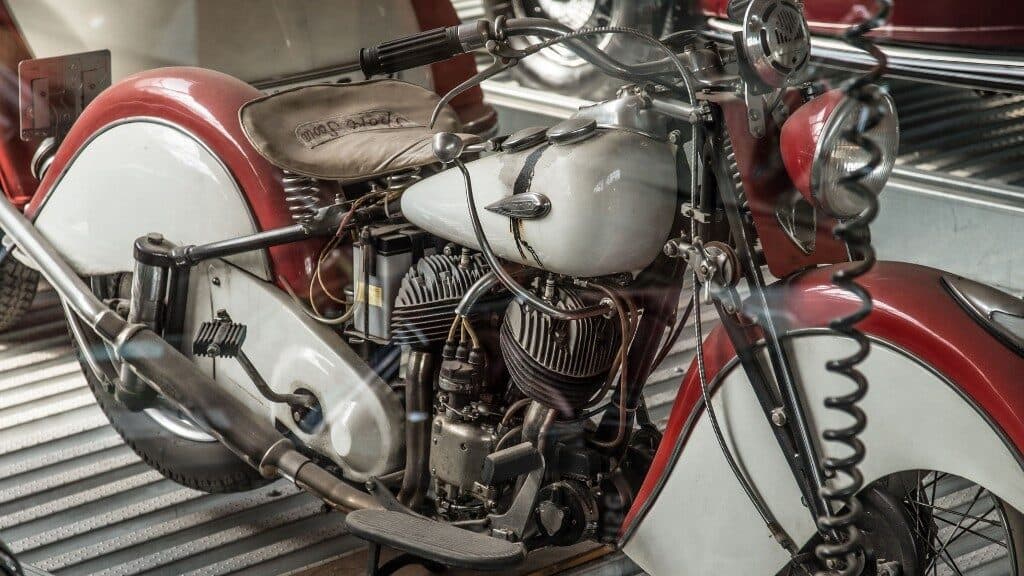 Old Indian motorcycle in garage